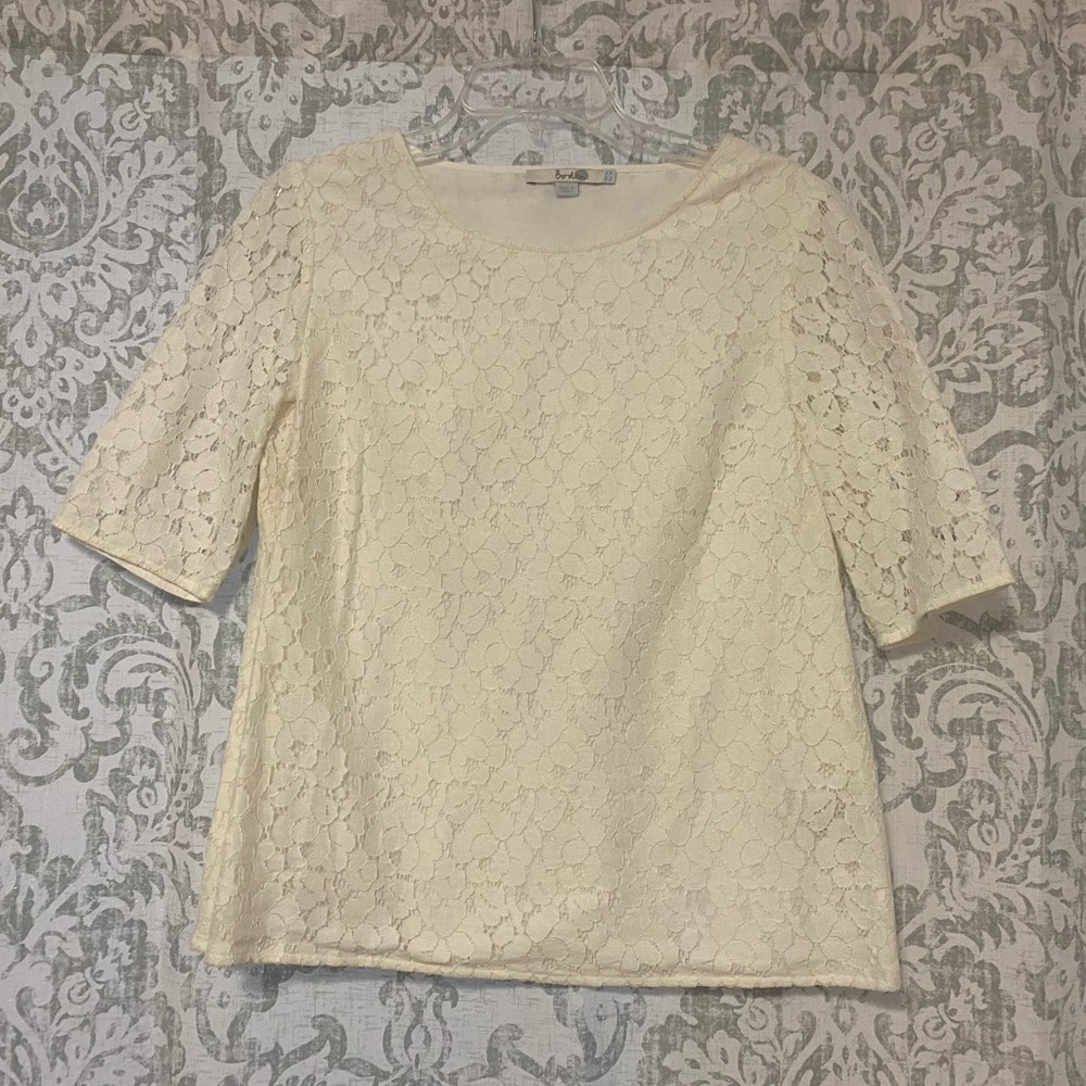 Boden Sophie Classic Lace Top Blouse Ivory Cream Off White 10 M